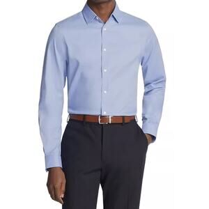 Michael Kors Men's Regular Fit Airsoft Dress Shirt Light Powder Blue 15.5 32/33